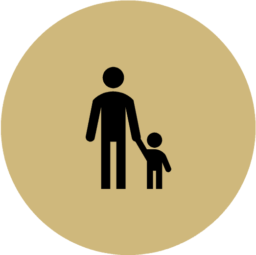 Icon of an adult and child figure representing specialized pediatric mental health care