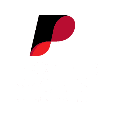 Pioneer Sports & Entertainment logo with a stylized red and black P icon on a navy background