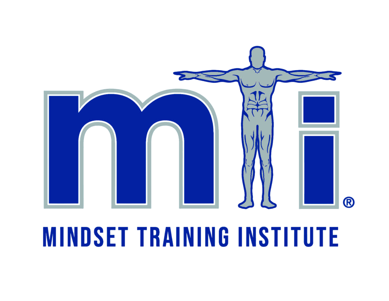 Mindset Training Institute MTI logo with a blue human figure silhouette and block lettering